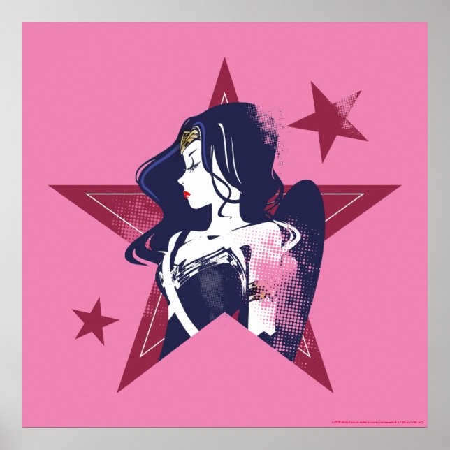 Poster Ligue de Justice | Wonder Woman & Stars Pop Art (Devant)