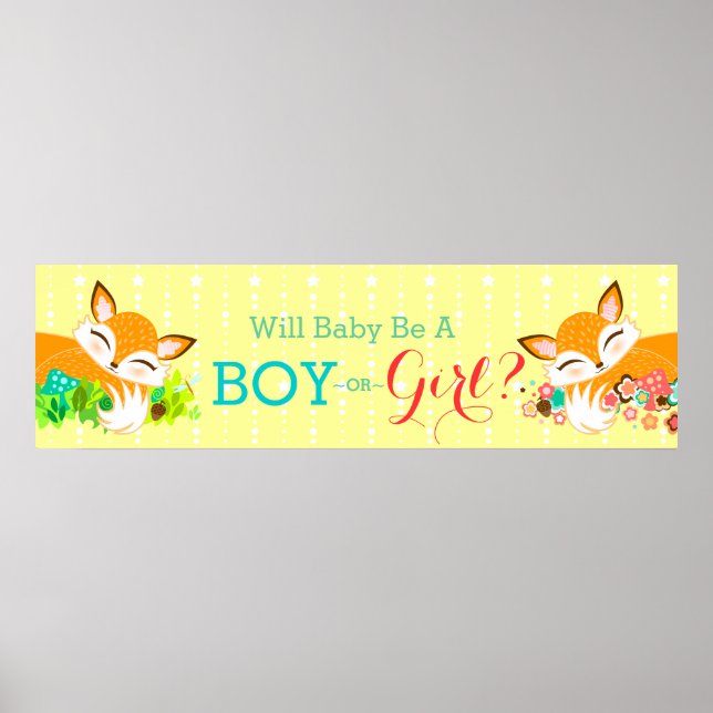 Poster Lil Foxie Cubs - Bannière Baby shower de révélatio (Devant)