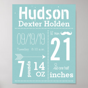 Poster Lil Man Mustache Chalkboard Garçon Baby Stat Flèch