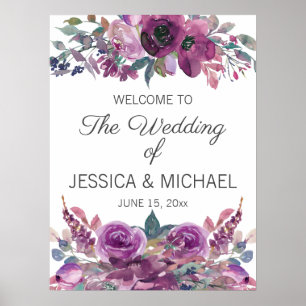 Poster Lilac Plum Purple Aquarelle Florale Mariage