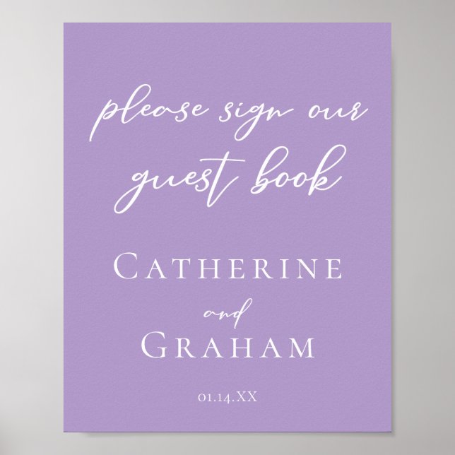 Poster Lilac Purple Mariage Signer Notre Invité Livre Pos (Devant)