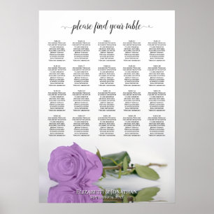 Poster Lilac Purple Rose 20 Table Mariage Carte de siège