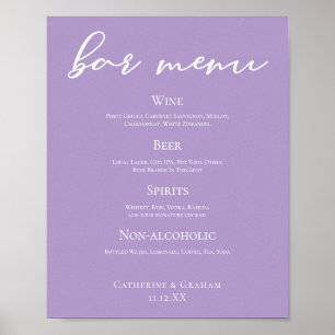 Poster Lilac Purple White Typographie Mariage Menu