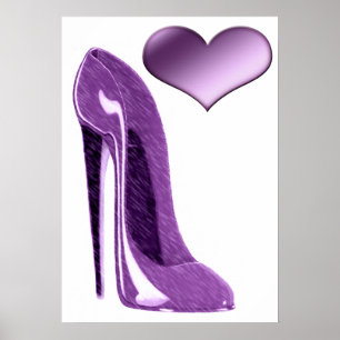 Poster Lilac Stiletto High Heel Shoe and Heart