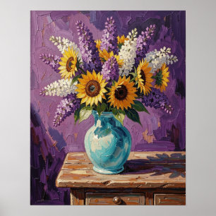 Poster Lilas et Tournesols Design Botanique