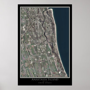 Poster L'île d'Anastasia Floride De l'espace Carte Satell