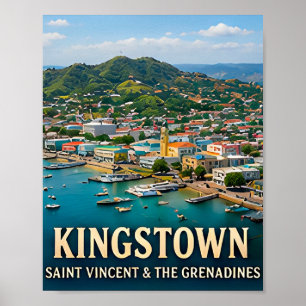 Poster L'île de Kingstown, port et beauté des Caraïbes