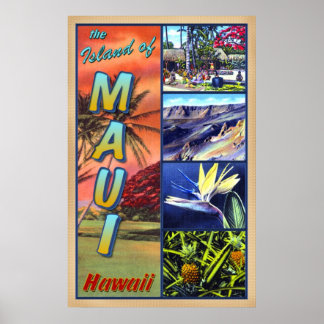Poster L'île de Maui Hawaii