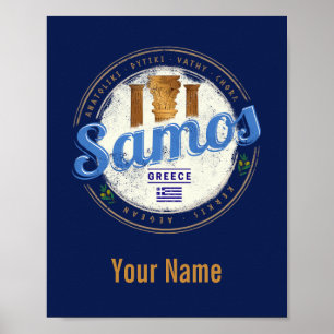 Poster L'île de Samos en Grèce vacances vintages rétro