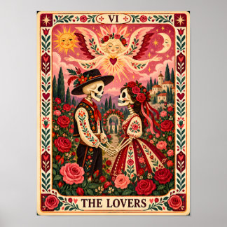 Poster L'illustration de la carte de tarot des Amoureux p
