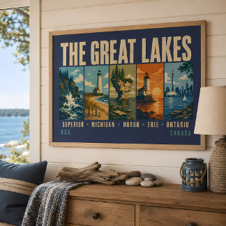 Poster L'illustration vintage des monuments des Grands La