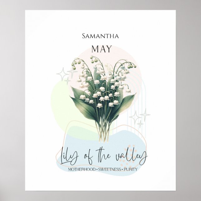 Poster Lilly de la vallée Fleur de naissance de mai (Devant)