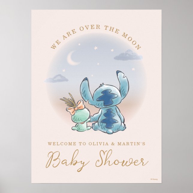 Poster Lilo et Stitch | Au-dessus de la lune - Baby showe (Devant)