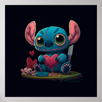 Poster Lilo et Stitch Valentine Hearts Graphique Imprimer