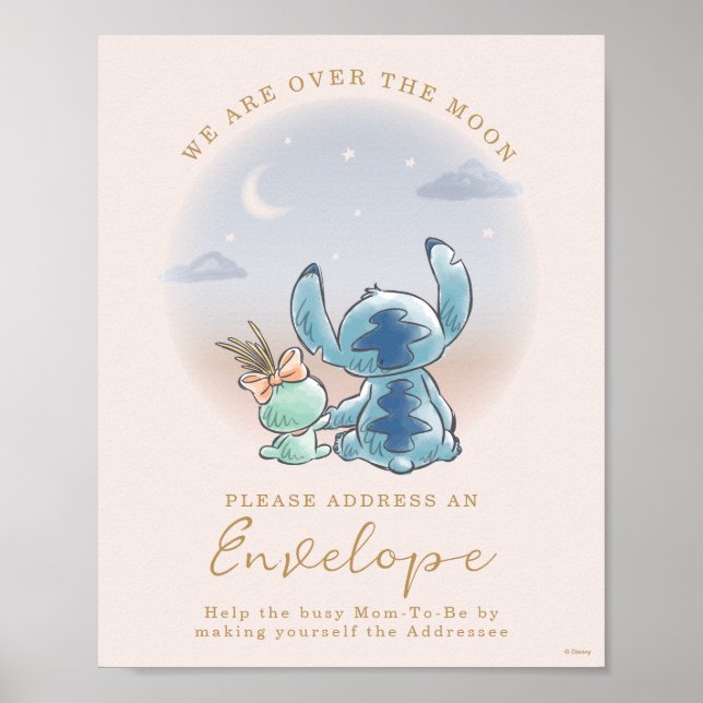 Poster Lilo & Stitch | Au-dessus de la lune - Baby shower (Devant)