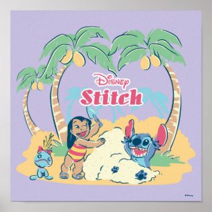 Poster Lilo & Stitch Venez visiter les îles !