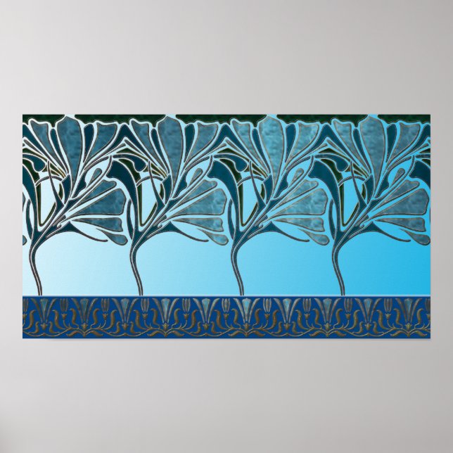 POSTER LILY, ART NOUVEAU FLORAL : MER GRECIENNE (Devant)