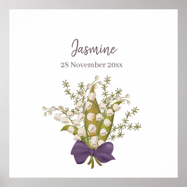 Poster Lily Of The Valley Bouquet avec Bow pourpre (Devant)