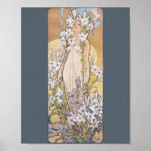 Poster Lily (Quatre Fleurs), Alphonse Mucha