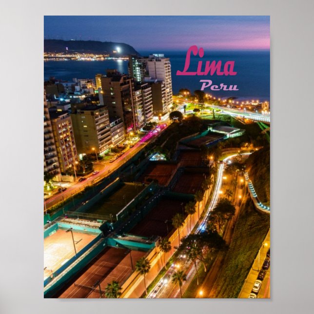 Poster Lima Pérou Capitale Côte Pacifique Ville Lumière N (Devant)