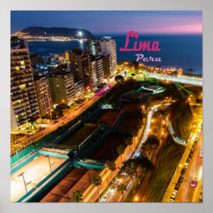 Poster Lima Pérou Capitale Côte Pacifique Ville Lumière N
