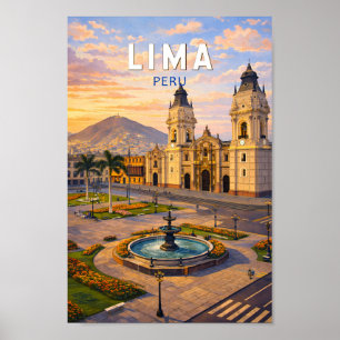 Poster Lima Pérou Illustration Voyage Art Vintage