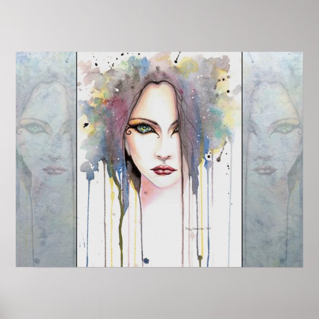 Poster L'Imaginaire Psychique Femme Portrait Aquarelle Ar (Devant)