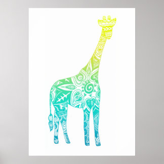 Poster Lime et Giraffe Turquoise