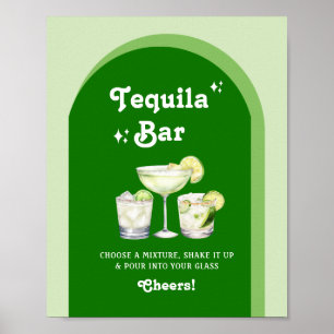 Poster Lime Green Citrus Retro Tequila Bar