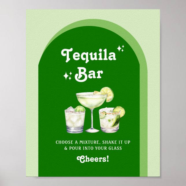 Poster Lime Green Citrus Retro Tequila Bar (Devant)