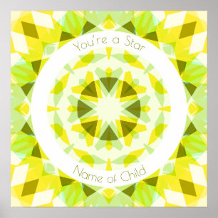 Poster Lime jaune vert Vous êtes une étoile Décor pour bé