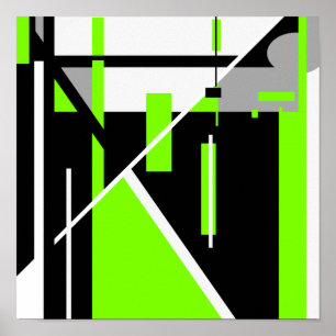 Poster Lime Vert, Gris, Noir Géométrique Design abstrait