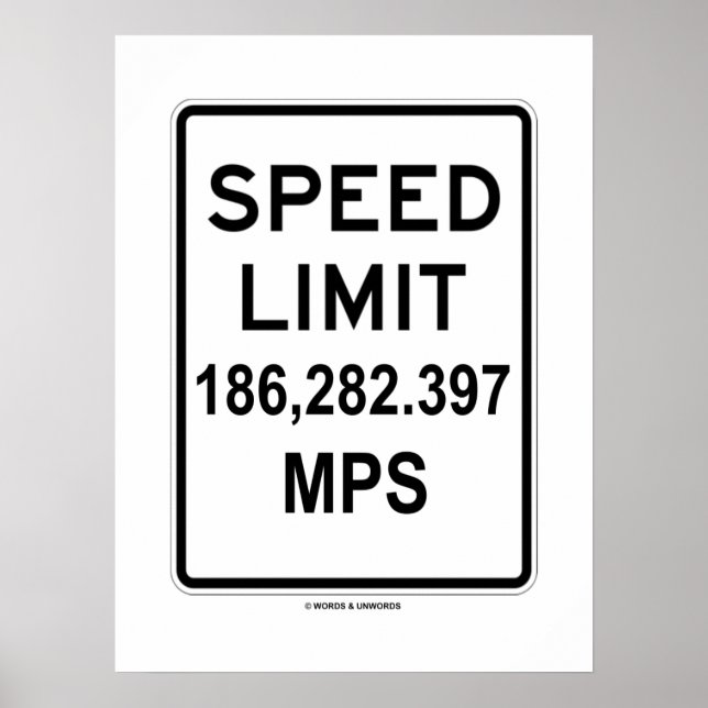 Poster Limite De Vitesse 186 282,397 MPS (Vitesse De Lumi (Devant)