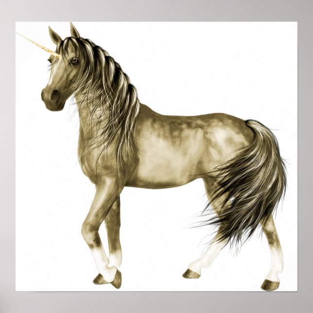 Poster l'impression Unicorne d'or (Devant)