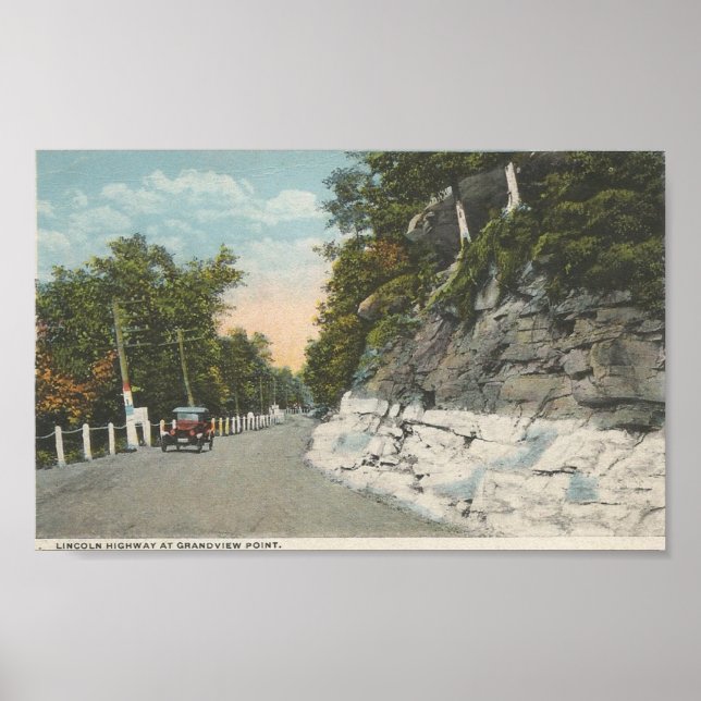 Poster Lincoln Highway à Grandview Point carte postale (Devant)