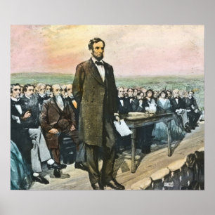 Poster Lincoln livrant le cru d'adresse de Gettysburg