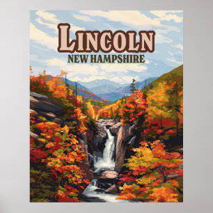 Poster Lincoln New Hampshire Franconia Falls Automne