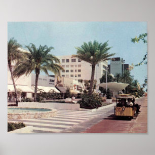 Poster Lincoln Road Mall, Miami Beach, Floride, Vintage