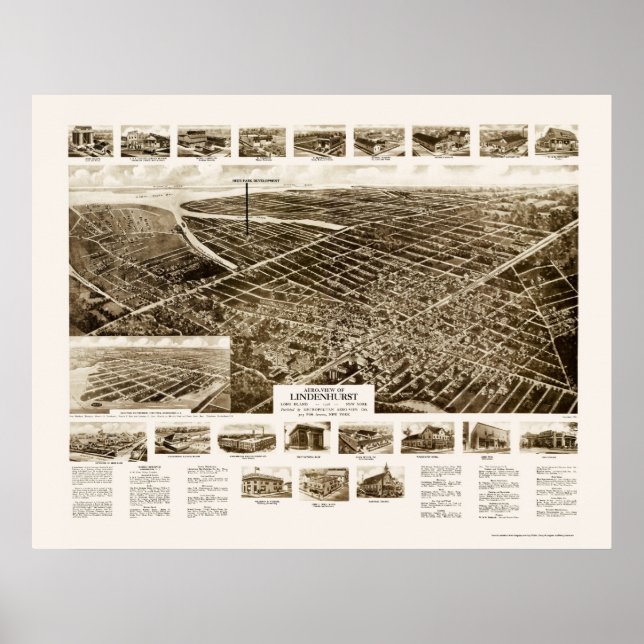 Poster Lindenhurst, NY Carte panoramique - 1926 (Devant)