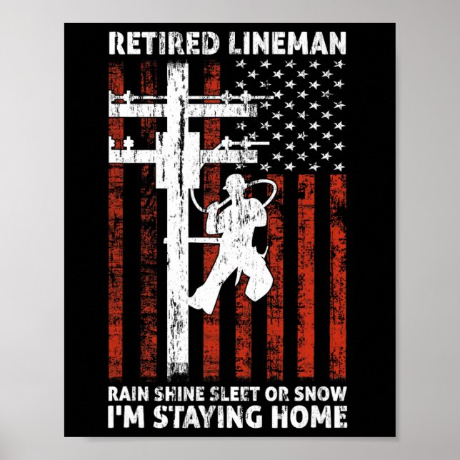 Poster Lineman Retraite 4 juillet drôle Novelty Man W (Devant)