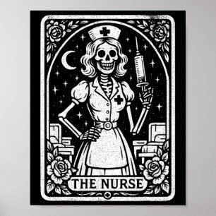 Poster L'Infirmière Skeleton Tarot Card Funny Nurse Rn Lp