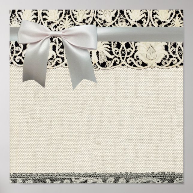 Poster Linge et dentelle blanc vintage (Devant)