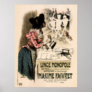 Poster LINGE MONOPOLE Lave-linge Auguste Roedel