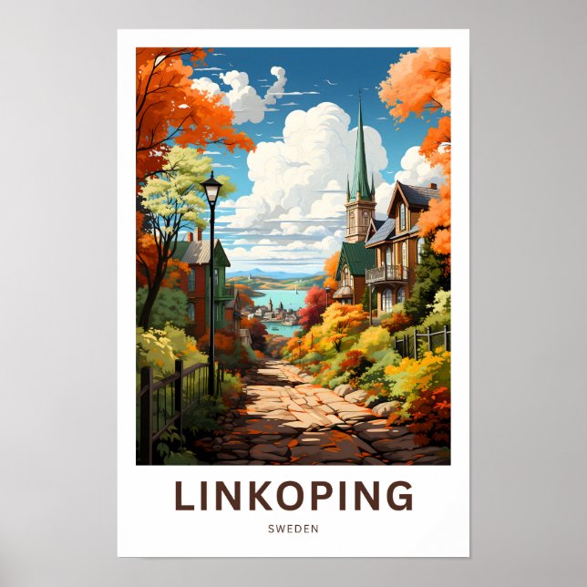 Poster Linkoping Suède Travel Print (Devant)