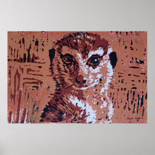 Poster Linocut de fleur - copie d'art