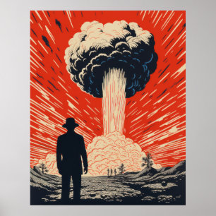 Poster Linocut vintage - Homme élégant en costume