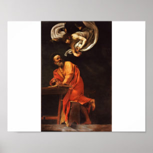 Poster L'inspiration de Saint Matthew, Caravaggio