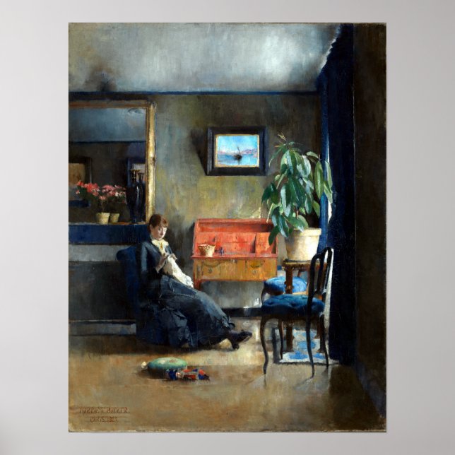 Poster L'intérieur bleu de l'arrière-plan (Devant)