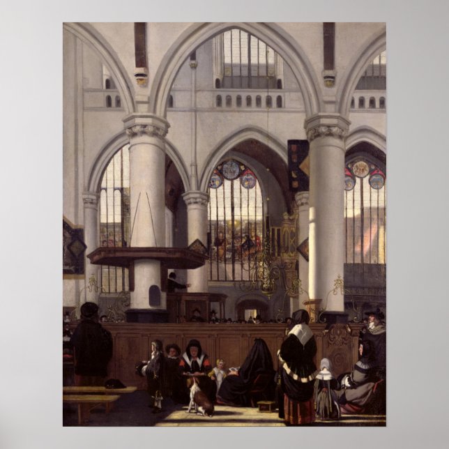 Poster L'intérieur de Oude Kerk, Amsterdam, vers 1660 (Devant)