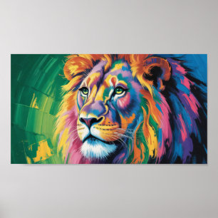 Poster Lion à Crinière Électrique - Art Faunique Rêves Né